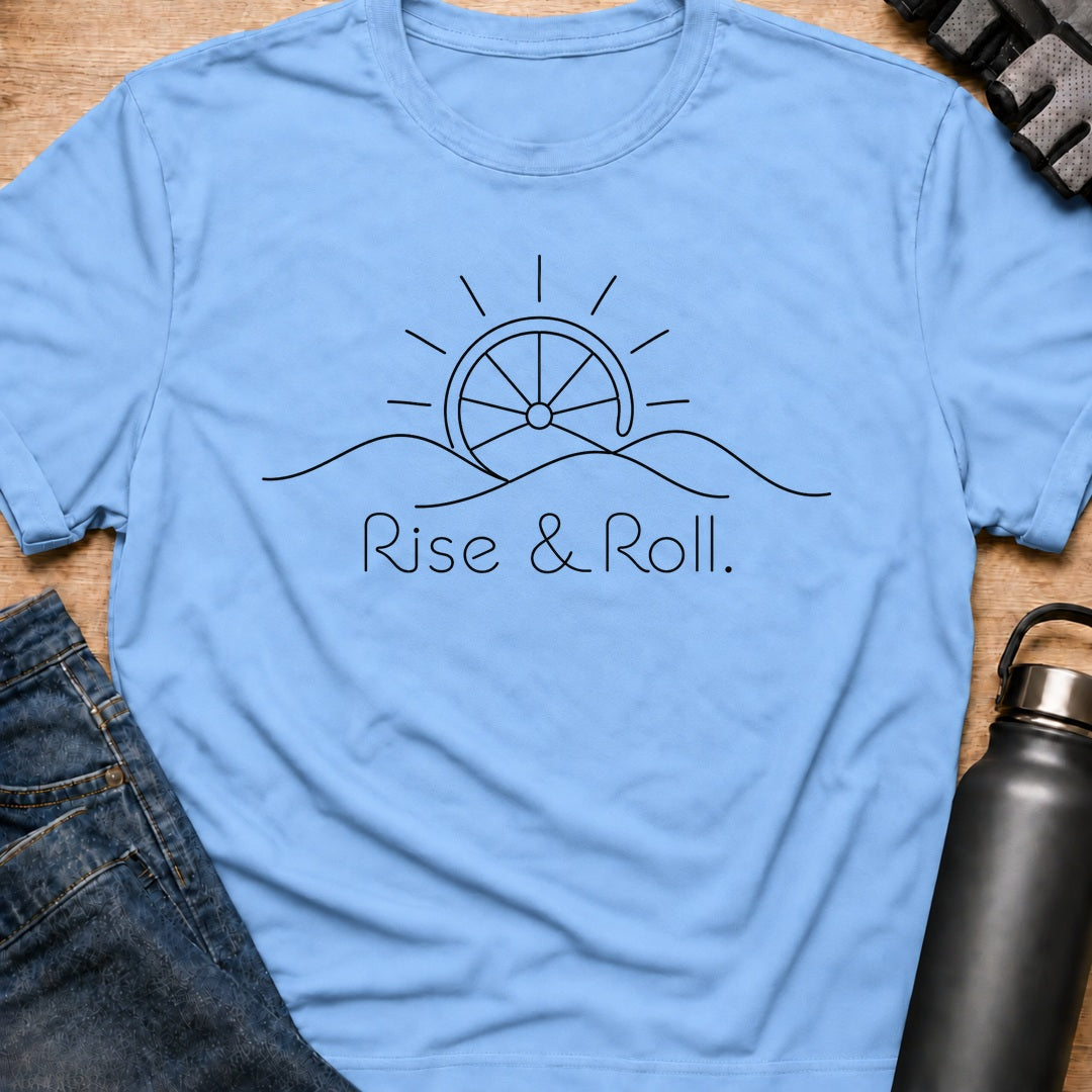 Printify T-Shirt Light Blue / S Rise & Roll T-Shirt Rise & Roll T-Shirt