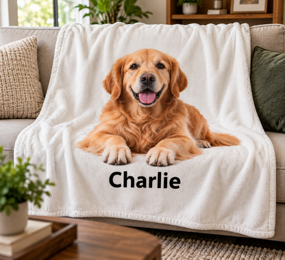 Printify Home Decor White base / 50" × 60" Personalized Pet Photo Throw Blanket Personalized Pet Photo Throw Blanket