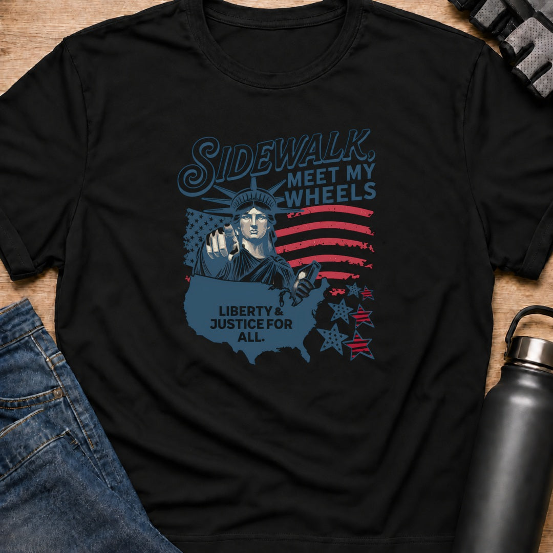Printify T-Shirt Black / S sidewalk meet my wheels T-Shirt sidewalk meet my wheels T-Shirt