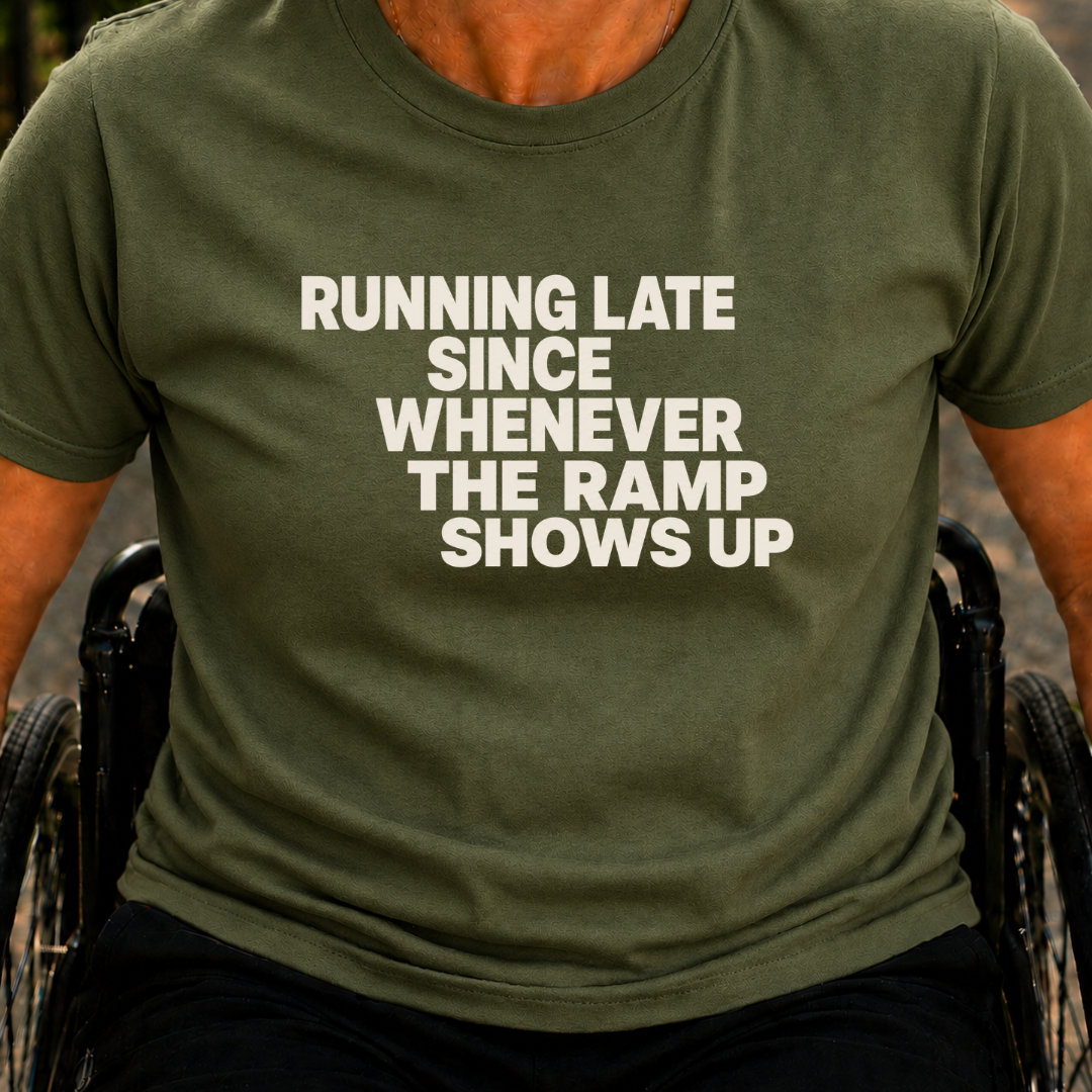 Printify T-Shirt Military Green / S Running Late T-Shirt Running Late T-Shirt