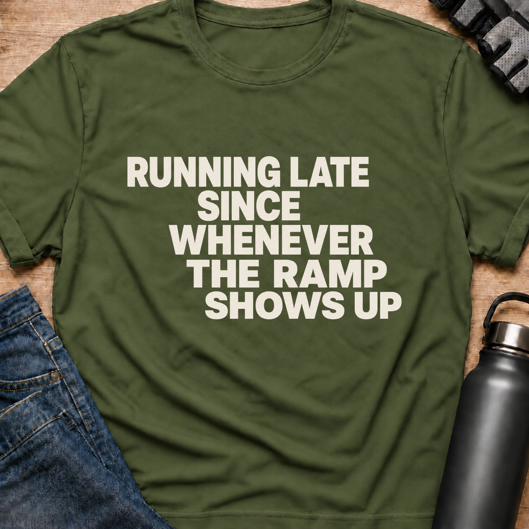 Printify T-Shirt Military Green / S Running Late T-Shirt Running Late T-Shirt