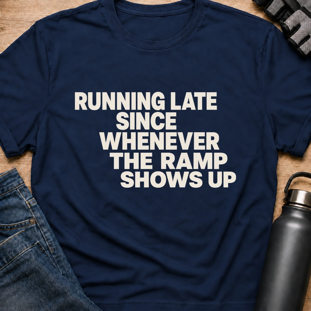 Printify T-Shirt Navy / S Running Late T-Shirt Running Late T-Shirt