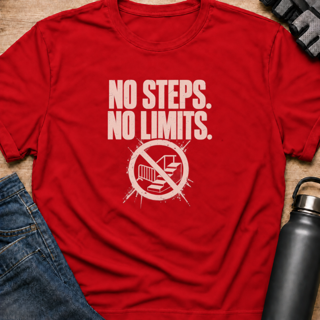 Printify T-Shirt Red / S No Steps No Limits  T-Shirt No Steps No Limits  T-Shirt