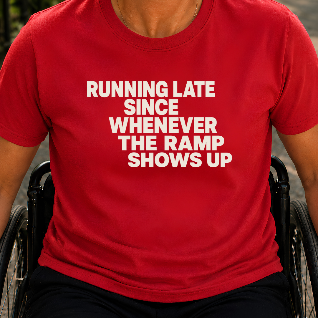 Printify T-Shirt Red / S Running Late T-Shirt Running Late T-Shirt
