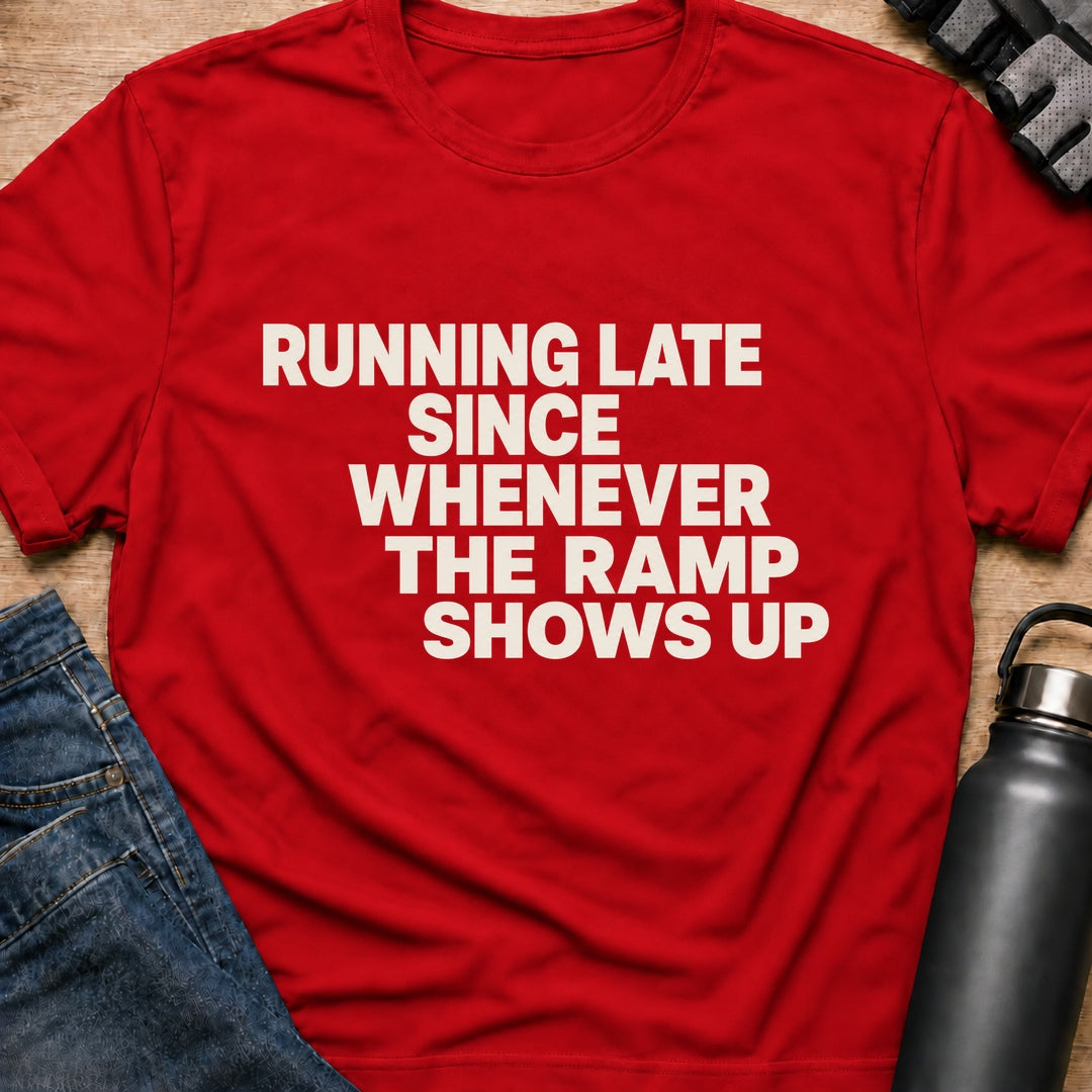 Printify T-Shirt Red / S Running Late T-Shirt Running Late T-Shirt