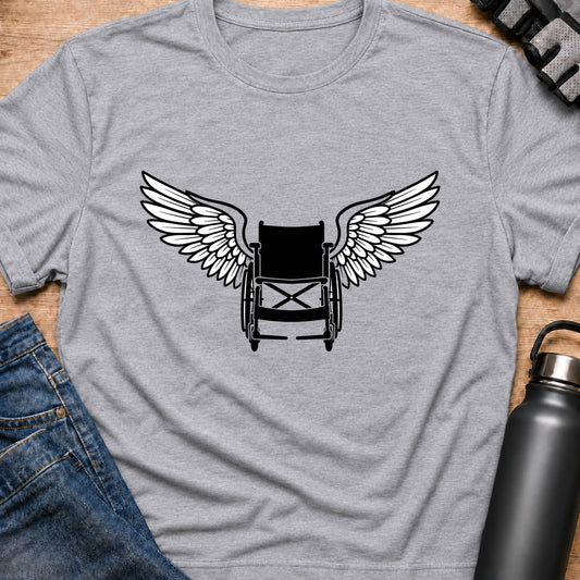 Printify T-Shirt S / Sport Grey Winged Wheelchair T-Shirt Winged Wheelchair T-Shirt
